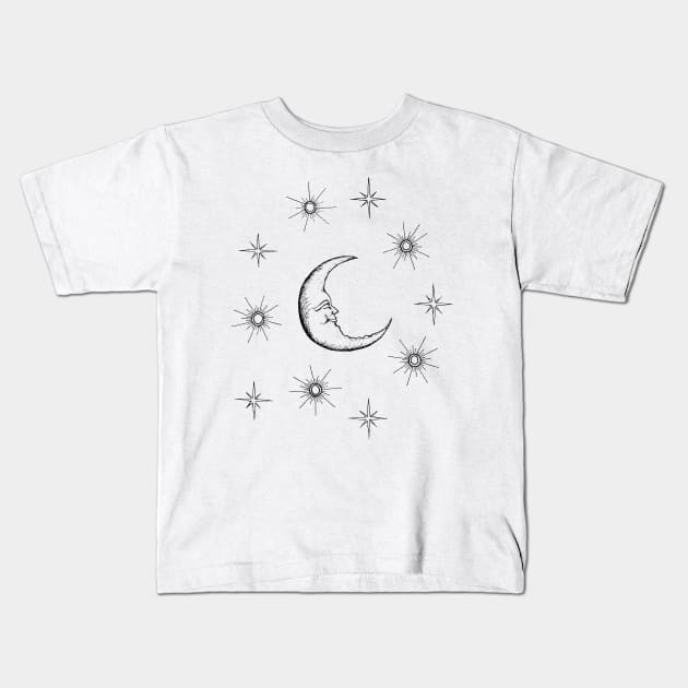 Celestial Moon Kids T-Shirt by kaleighdayart